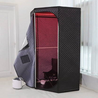 Redlight Sauna Box,Portable Sauna for Home Use Personal Steam Sauna with 3L Steamer, 9 Levels, Folding Chair，Sauna Tent Extra Large Size (31.5 * 31.5 * 71Inch)