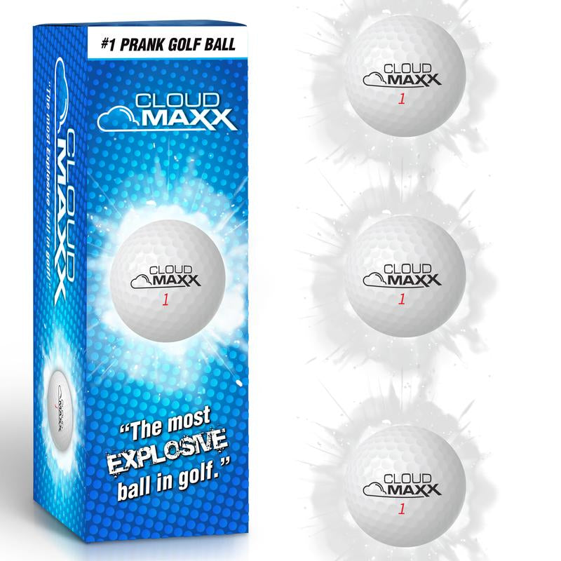 Laughing Smith Prank Golf Balls - Quietest Golf Ball on the Market - Cloud MAXX Exploding Golf Balls with Realistic Design, Look, and Feel - Good Pranks - Hilarious Joke Golf Ball Gifts, 3-Pack