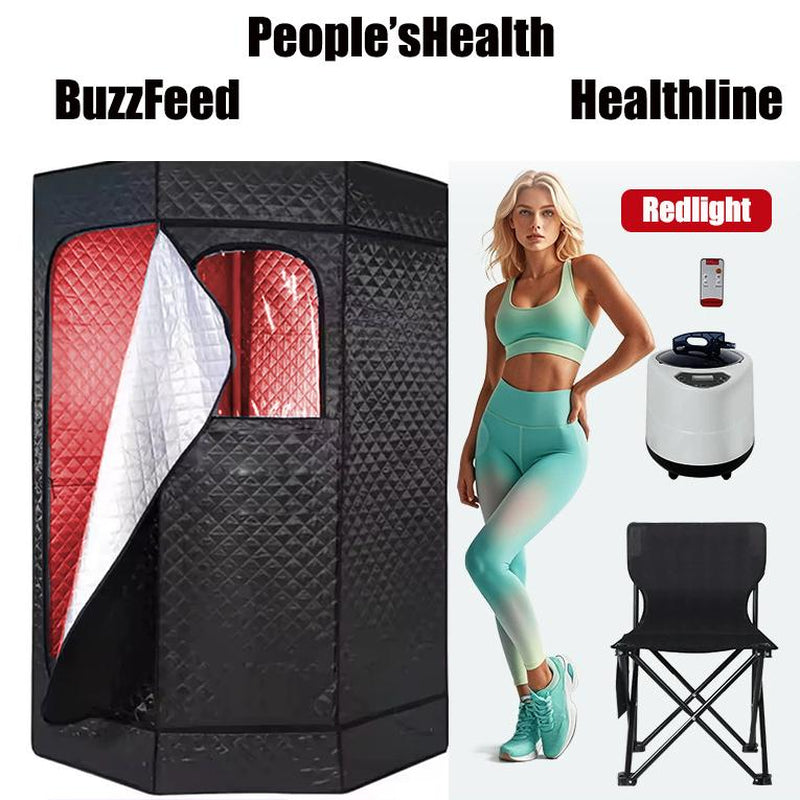 Redlight Sauna Box,Portable Sauna for Home Use Personal Steam Sauna with 3L Steamer, 9 Levels, Folding Chair，Sauna Tent Extra Large Size (31.5 * 31.5 * 71Inch)